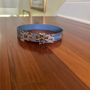 Tory Burch Eleanor Blue and Gold Brocade Women's Belt size Small